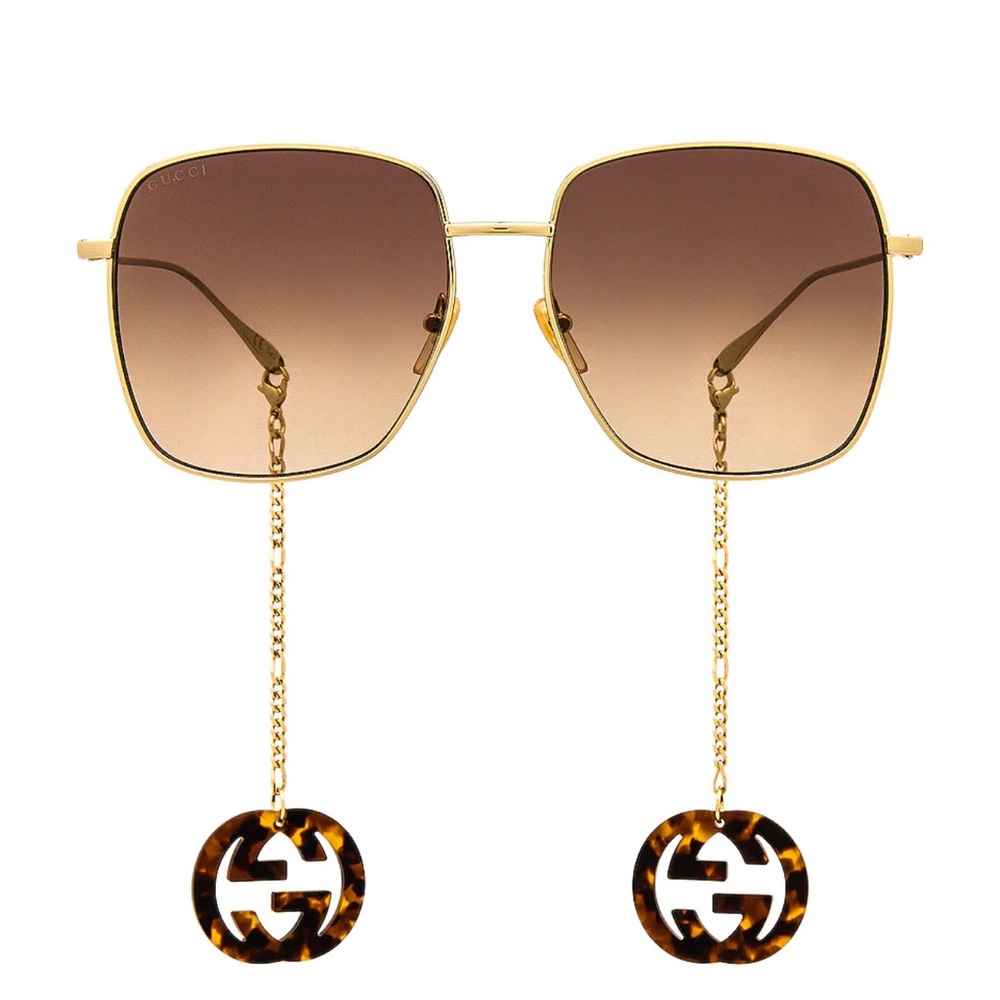 Gucci Chain Logo sunglasses tortoise GG removable dangling acetate charms